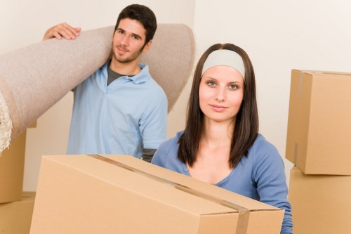 Business relocation service preparing desks and equipment for an office move in Belgravia